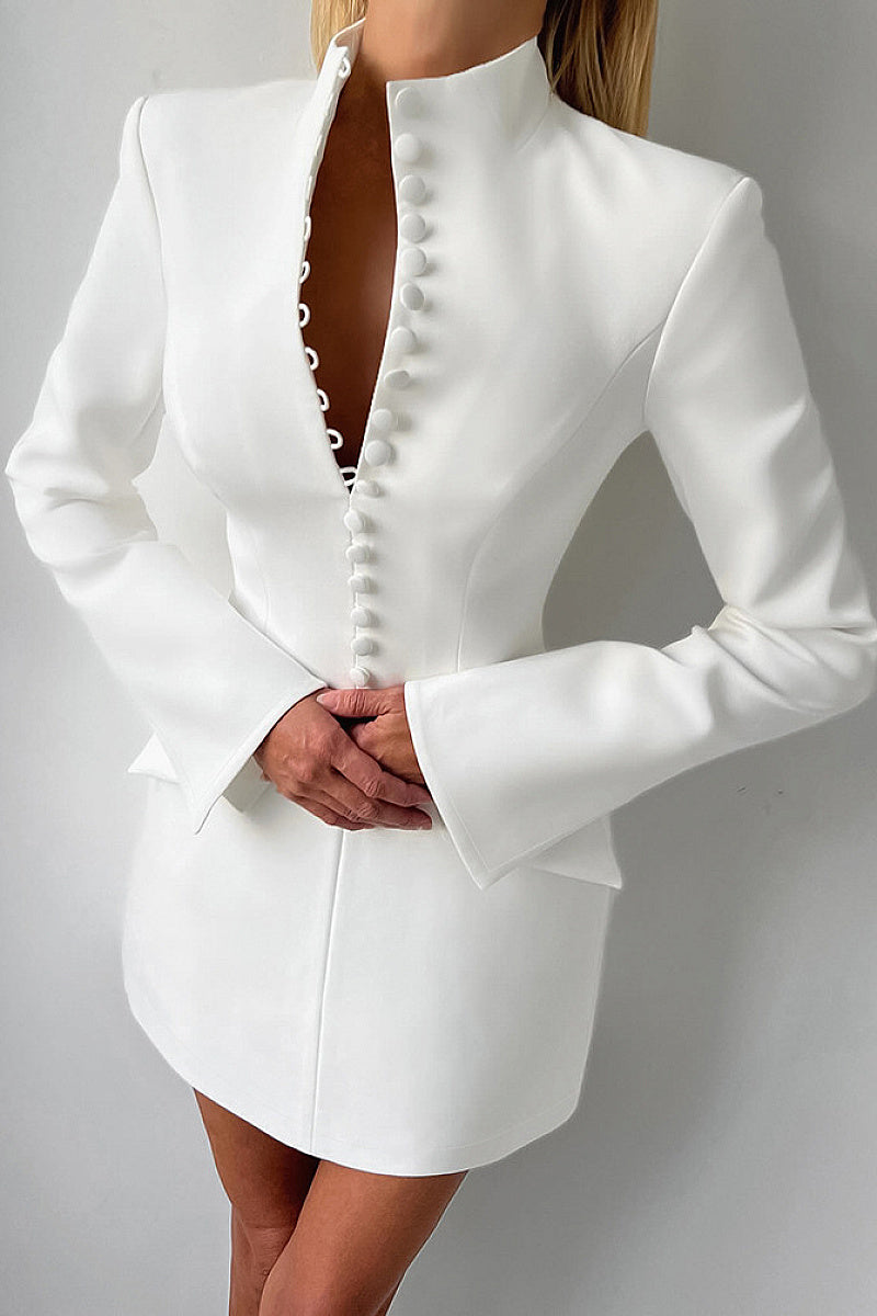 Elegant Slim Fit Long Sleeve Suit Dress