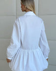 Sweet Puff Sleeve Buttoned A-Line Dress