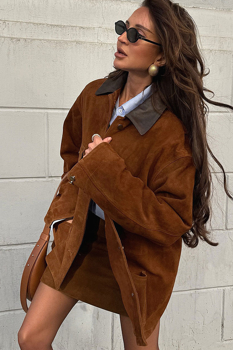 Fashionable Brown Vintage Suede Leather Jacket