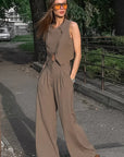 Chic Khaki Two-Piece Set for Women