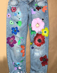 High-Quality Printed Women's Straight Leg Jeans