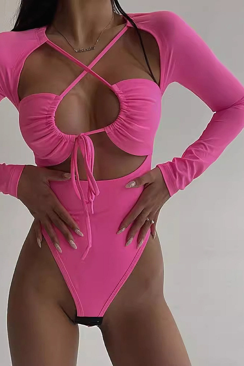 Summer Sexy Hollow Out Long Sleeve Bodysuit