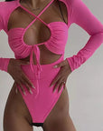 Summer Sexy Hollow Out Long Sleeve Bodysuit