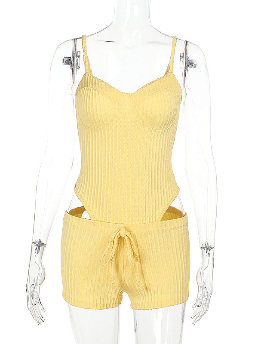 Summer Striped Floral Sports Two-Piece Set