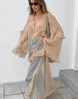 Chic Sheer Chiffon Batwing Sleeve Dress