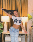 Trendy Summer Star Print Cropped T-Shirt