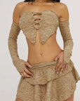 Sexy Hollow Out Off Shoulder Top and Skirt Set
