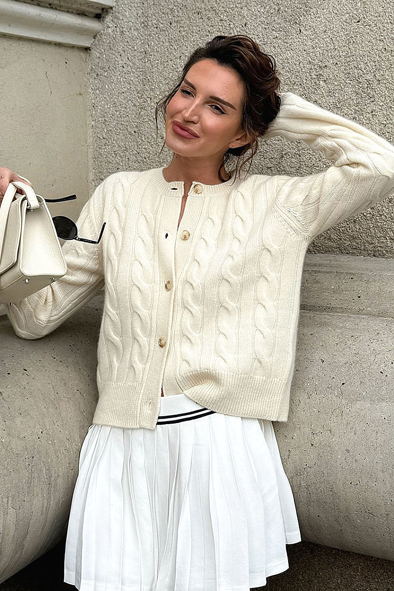 Autumn Winter Solid Color Knitted Cardigan for Women
