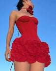 Spring New Short Dress with Floral Texture