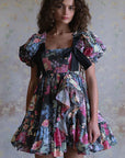 New Sexy Floral Ruffle U-Neck Mini Dress