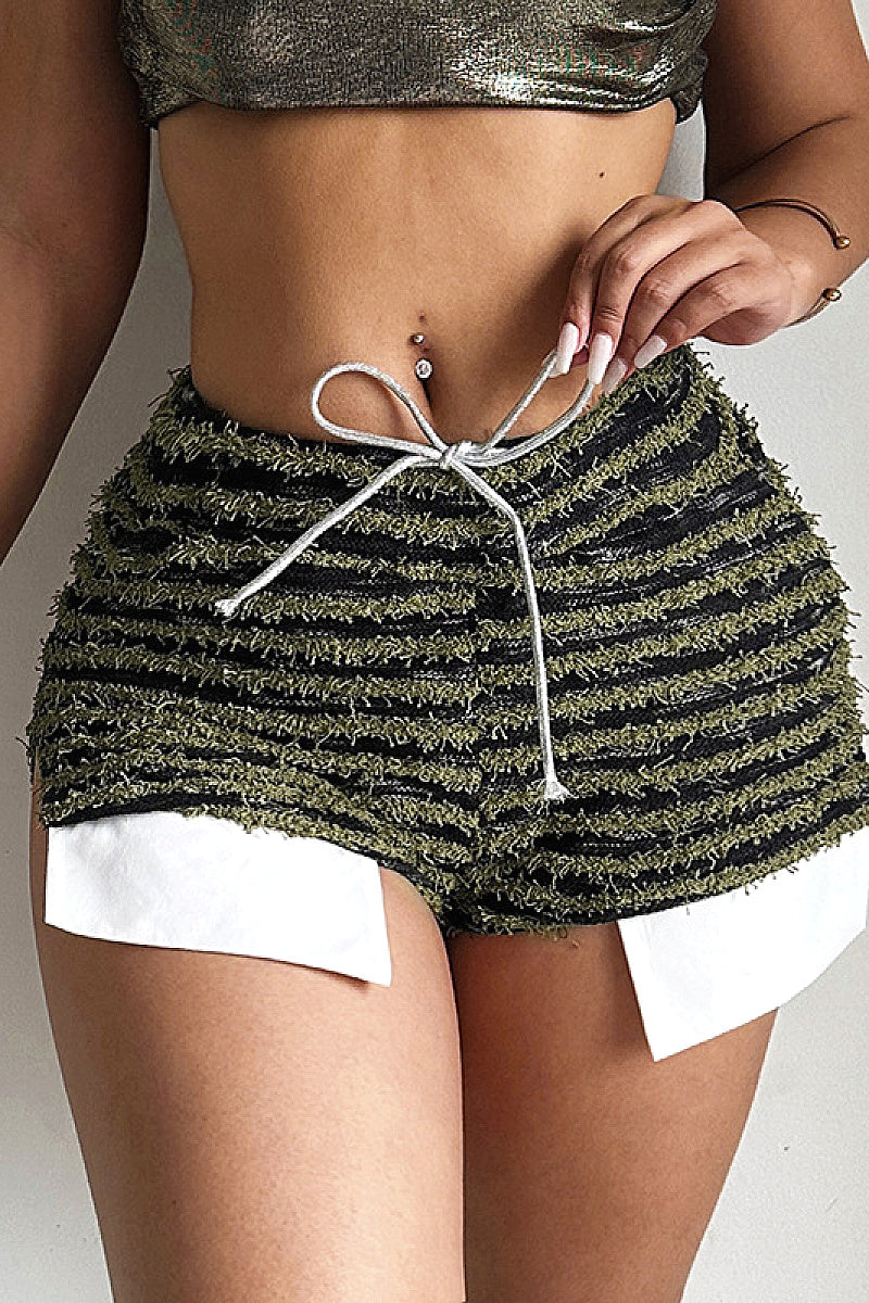 High-Waisted Striped Drawstring Shorts for Women