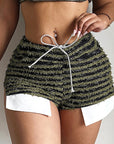 High-Waisted Striped Drawstring Shorts for Women