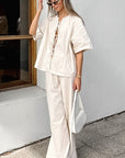Casual Cotton Tie-Up Set in Apricot