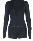 INS Style Button V-Neck Jumpsuit for Women