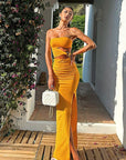 Chic Yellow Strapless Hollow Out Maxi Dress