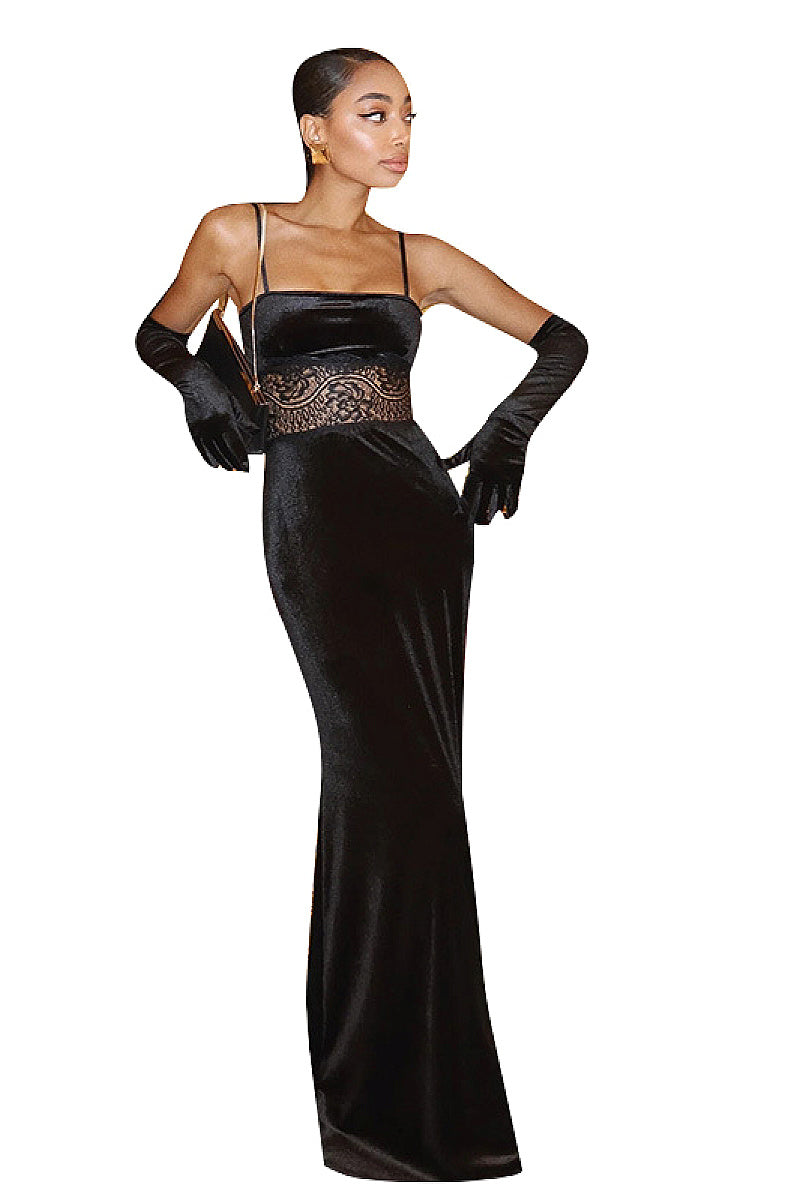 Chic Lace Velvet Dress for Women