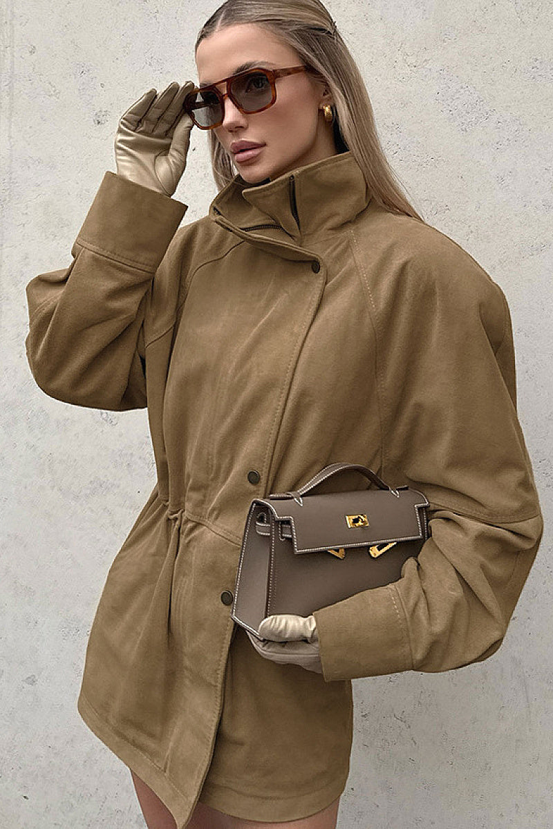 Winter Loose High Neck Suede Jacket