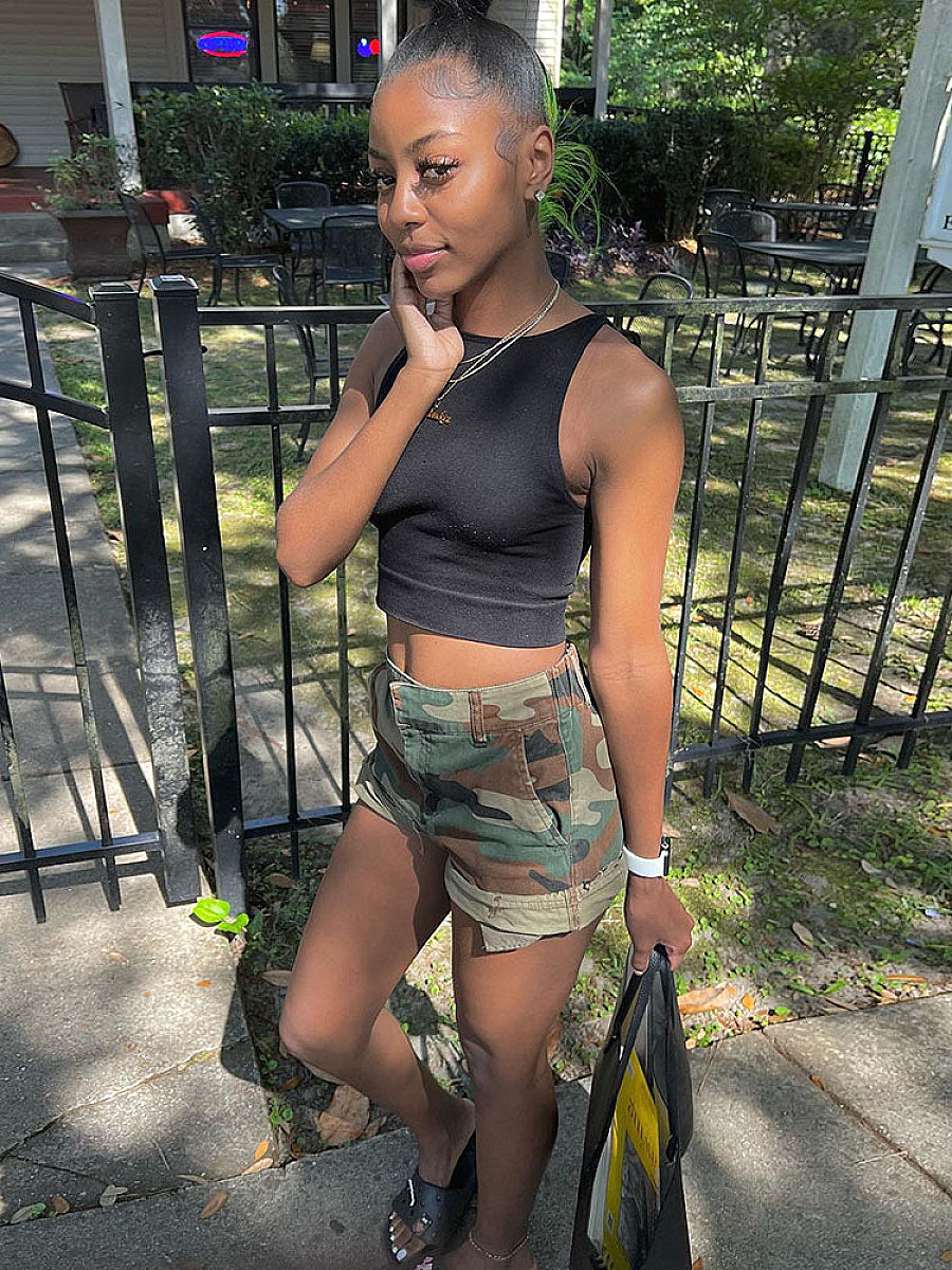 Summer Casual Camouflage Zipper Shorts for Women