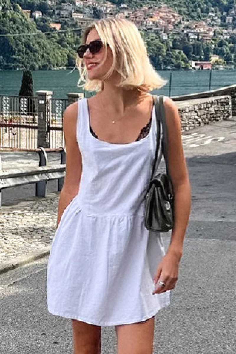 Summer Casual White Cotton Linen Dress