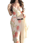French V-Neck Floral Maxi Dress