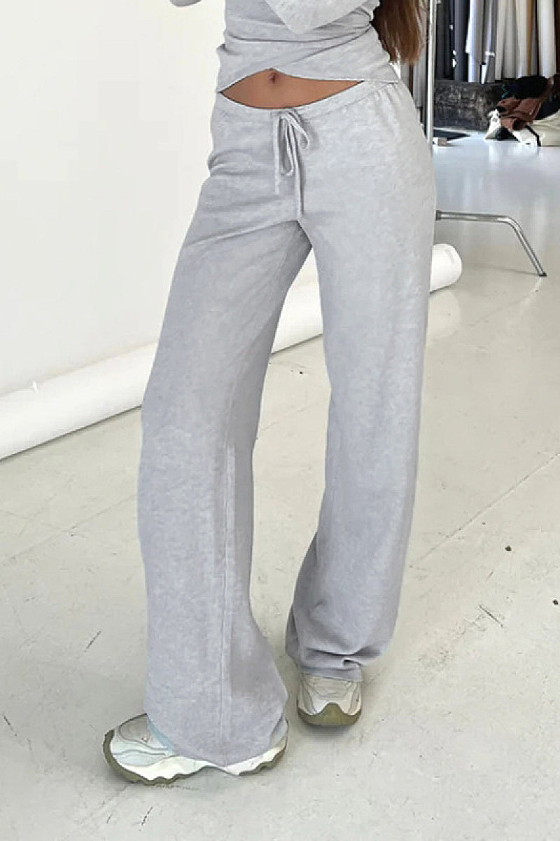 Y2K Style Spring Women's V-Neck Long Sleeve Set