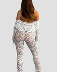 Sexy Lace Hollow Out Long Pants Set