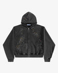 Trendy Loose-Fit Zip-Up Hoodie with Rhinestones