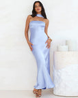 Elegant Strapless Satin Dress with Two-Way Design