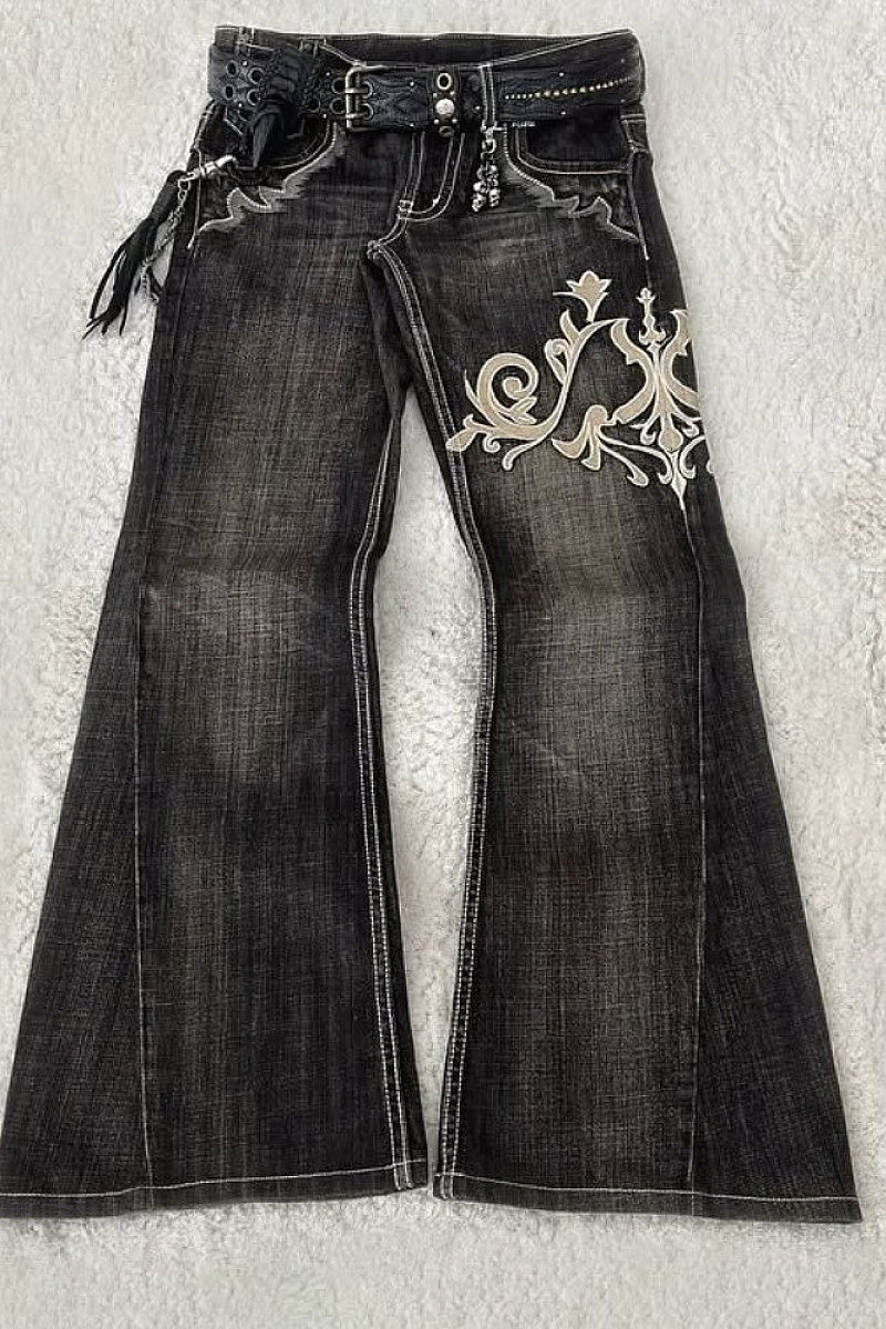 Vintage Y2K High-Waisted Flared Denim Pants