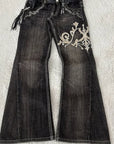 Vintage Y2K High-Waisted Flared Denim Pants