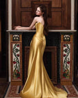 Elegant Gold Strapless Evening Gown for Women