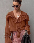 Chic Women's Flare Sleeve Chiffon Top