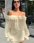 French Style Ruffled Dress in Apricot