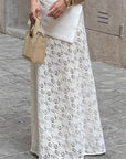 Elegant White Lace A-Line Skirt for Women