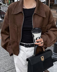 Retro Loose Jacket for Women in Brown