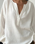 Minimalist Cotton Lantern Sleeve Casual Shirt