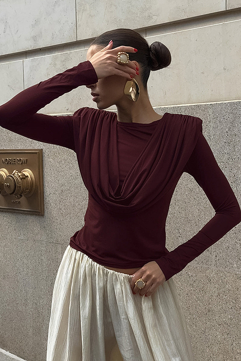 Elegant Pleated Long Sleeve Top for Women