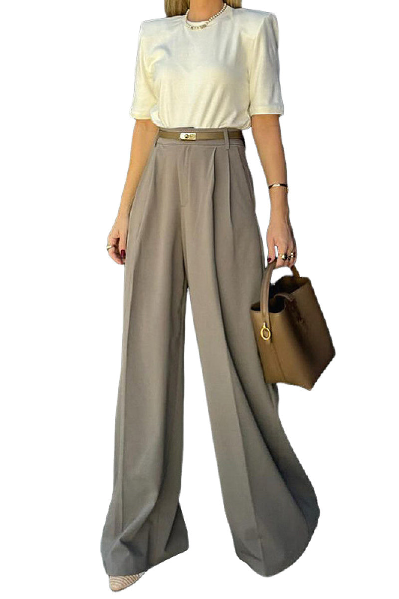 Casual Solid Color Wide Leg Pants for Women