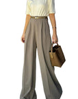 Casual Solid Color Wide Leg Pants for Women