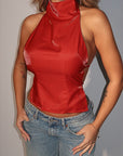 Satin Backless Top for Spring and Summer
