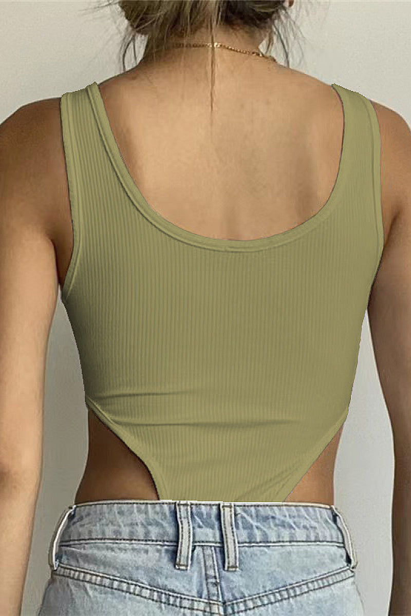 Summer Women's Sexy Slim Fit Cotton U-Neck Bodysuit