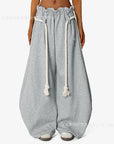 Casual Drawstring Waist Wide Leg Pants
