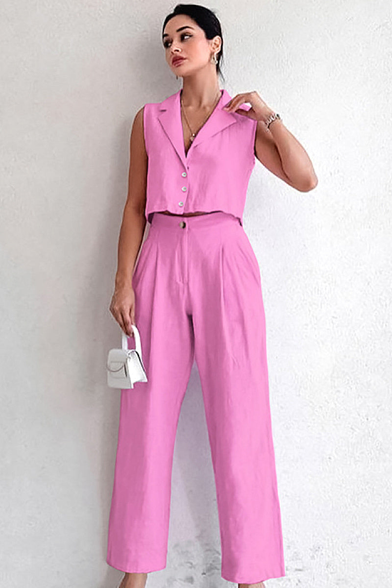French Cotton Linen Stylish Casual Set