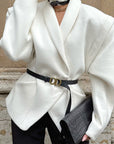 Chic White Woolen Coat for Women