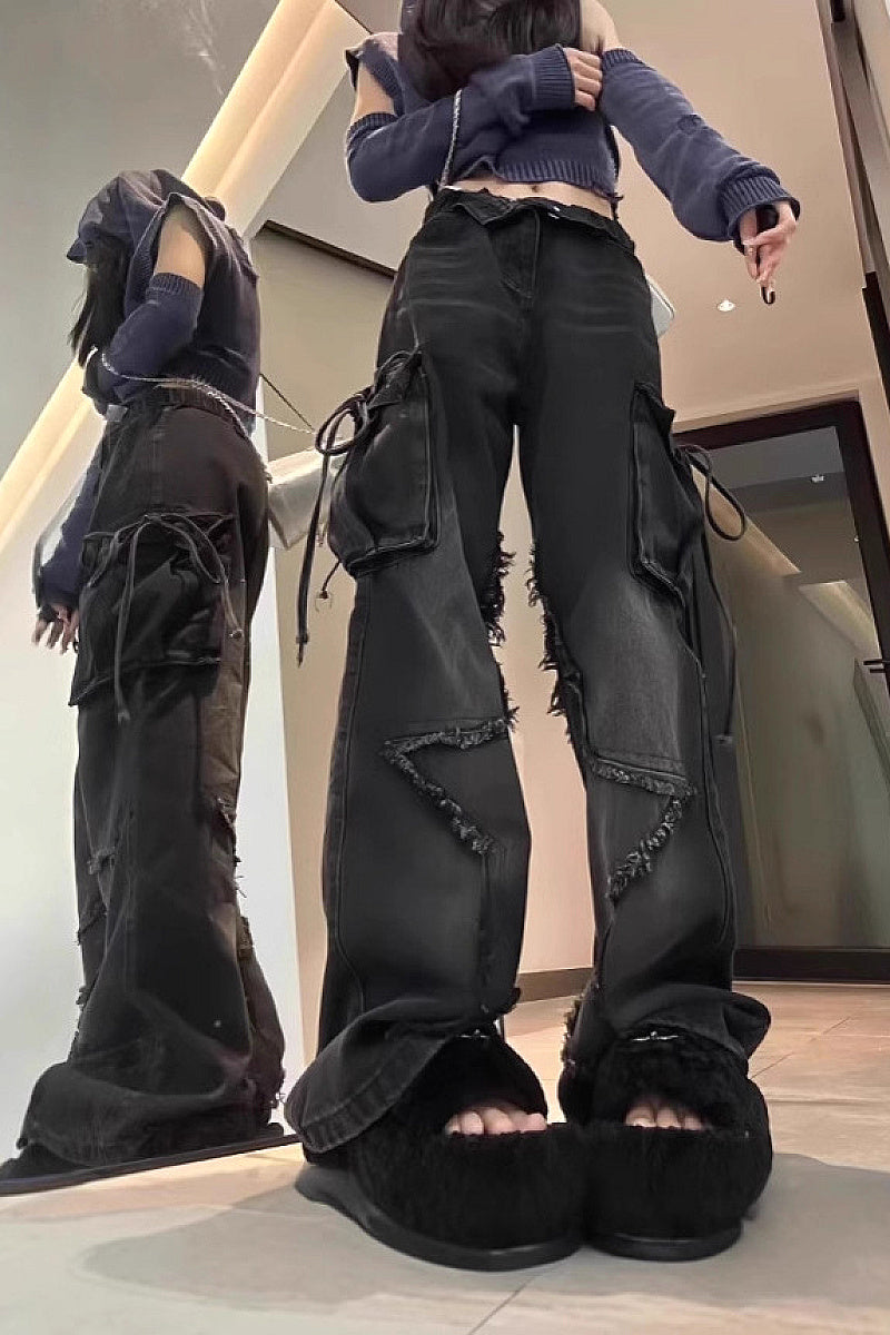Y2K Vintage American Dark Denim Straight Leg Pants
