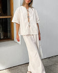 Casual Cotton Tie-Up Set in Apricot