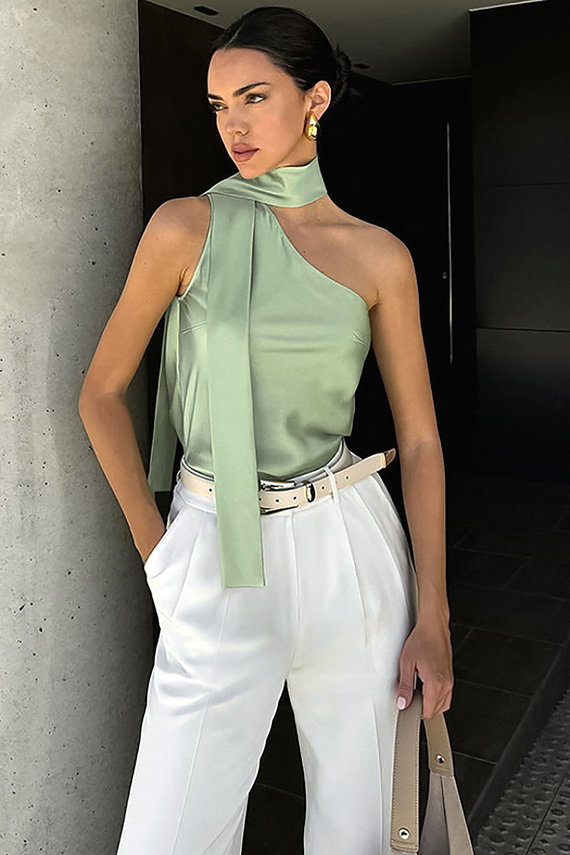 Stylish Asymmetric Neck Sleeveless Top for Women