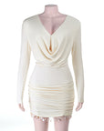 Chic V-Neck Fringe Bodycon Dress