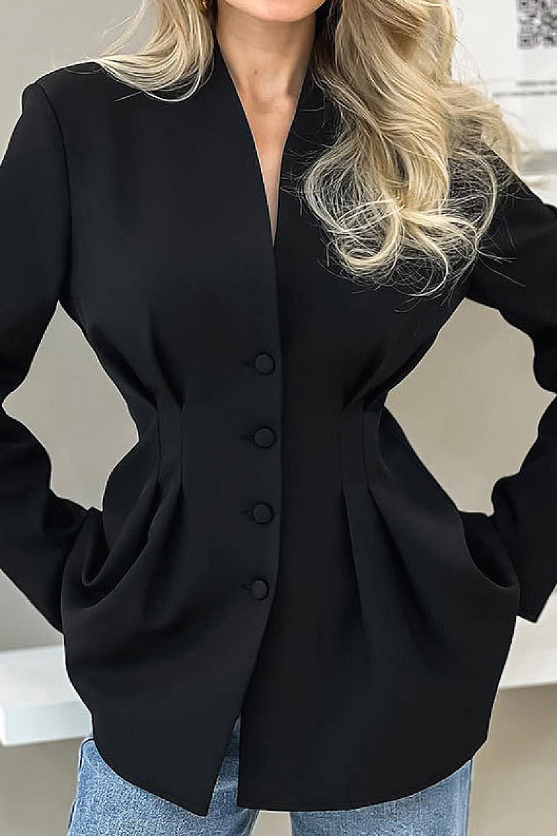Elegant Slim Fit V-Neck Blazer for Women