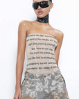Chic Letter Print Strapless Top for Summer